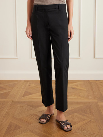 Brunello Cucinelli Pleated stretch-cotton twill tapered pants