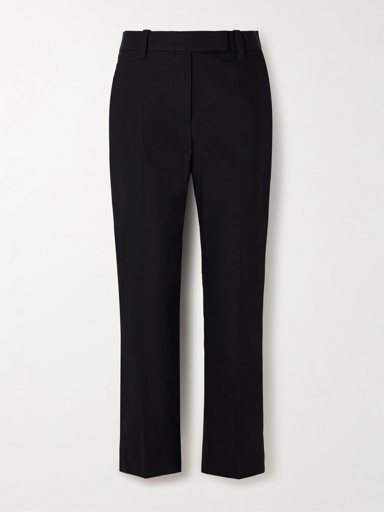 Brunello Cucinelli Pleated Stretch-cotton Twill Tapered Pants In Black