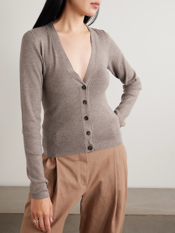 Brunello Cucinelli Metallic ribbed-knit cardigan