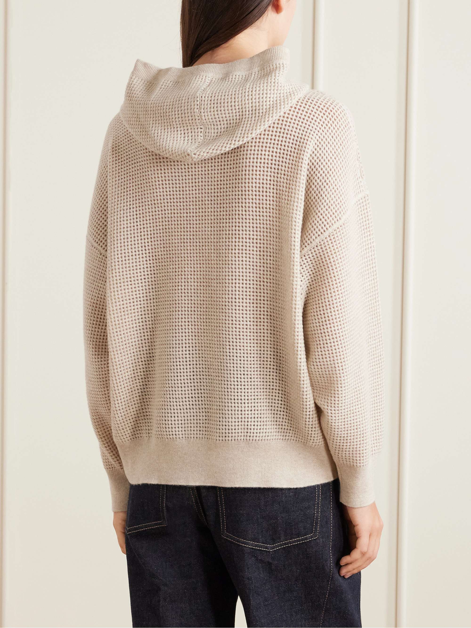 BRUNELLO CUCINELLI Waffle-knit cashmere hoodie | NET-A-PORTER
