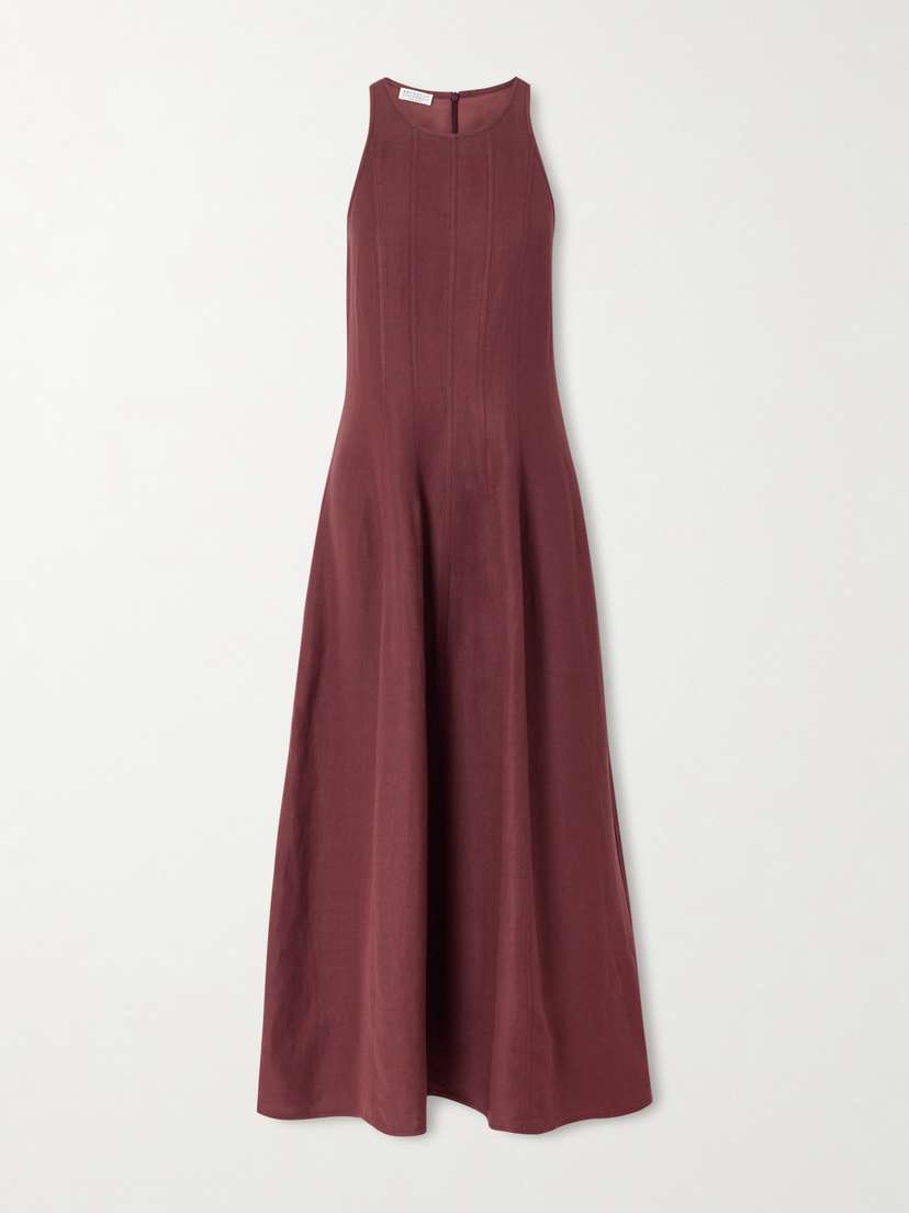 Brunello Cucinelli — Paneled twill midi dress
