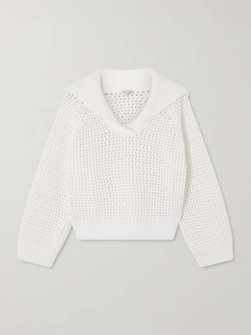 Brunello Cucinelli Open-knit Cotton-blend Sweater