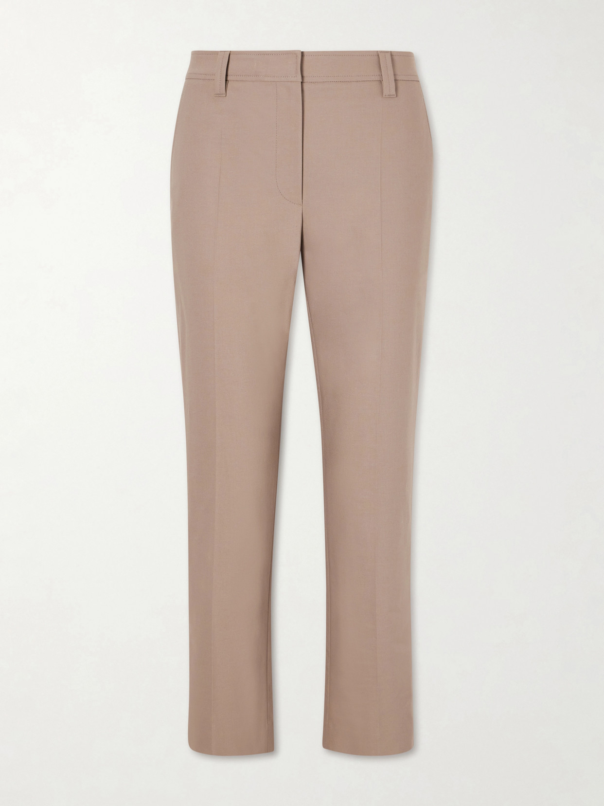 Brunello Cucinelli Cropped Stretch-cotton Slim-leg Pants In Neutral