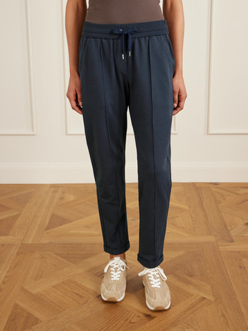 Brunello Cucinelli Bead-embellished cotton-blend jersey track pants