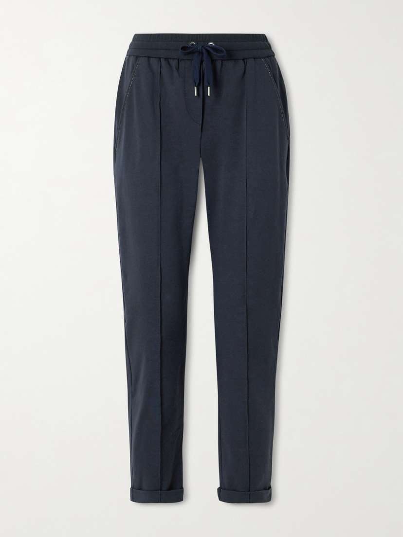 Brunello Cucinelli Bead-embellished Cotton-blend Jersey Track Pants