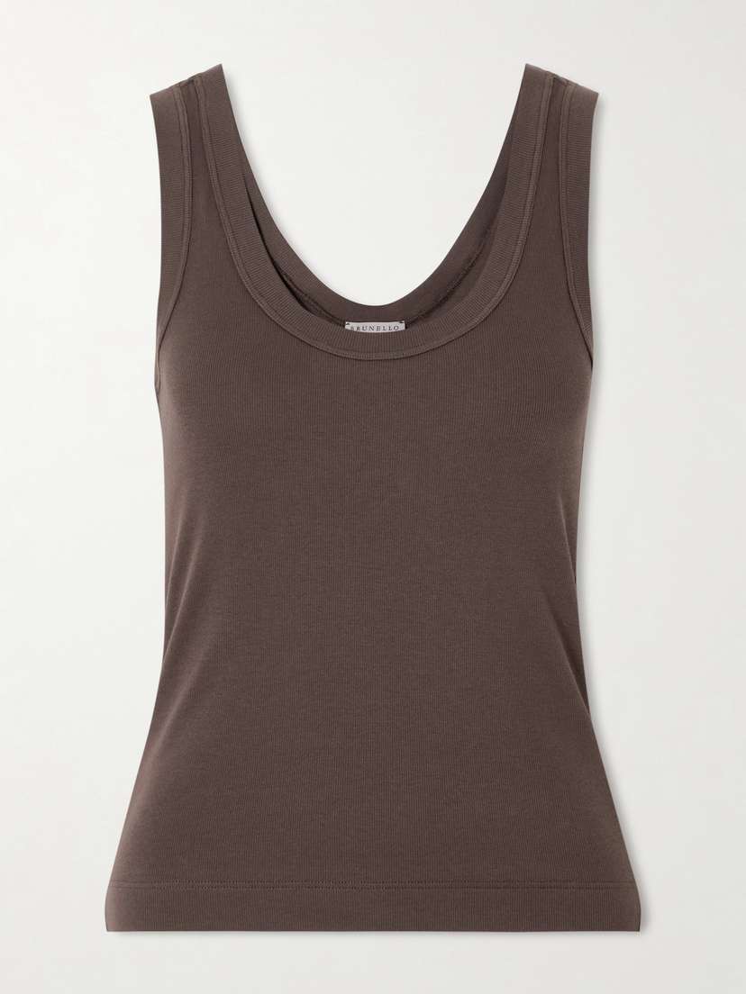 Brunello Cucinelli — Ribbed cotton-blend jersey tank