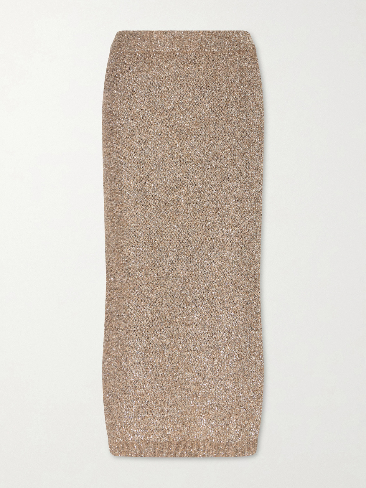 Brunello Cucinelli Sequined Knitted Midi Skirt In Neutral