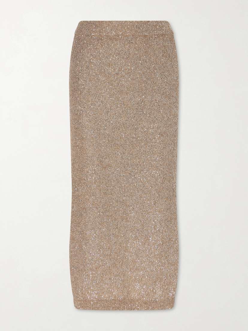 Brunello Cucinelli — Sequined knitted midi skirt
