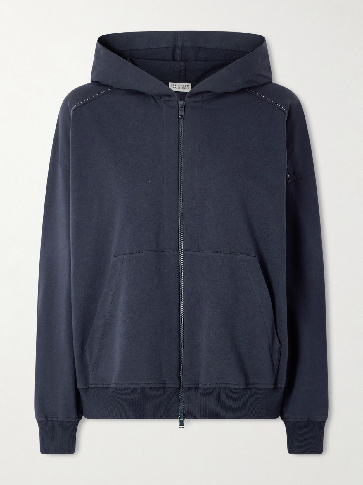 Brunello Cucinelli Cotton-blend Jersey Hoodie In Blue