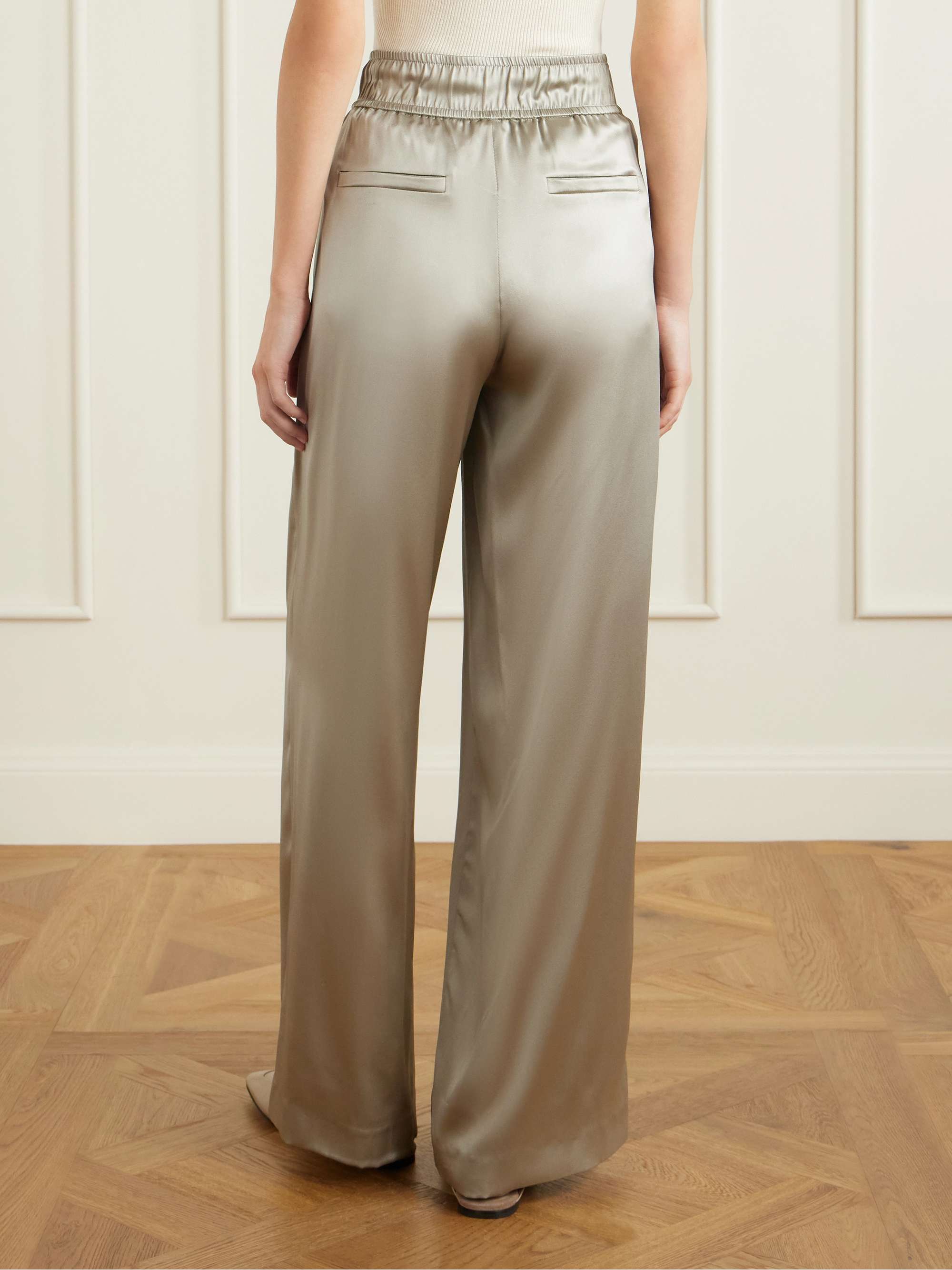 BRUNELLO CUCINELLI Silk-blend satin wide-leg pants | NET-A-PORTER