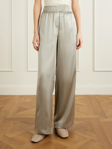 Brunello Cucinelli Silk-blend satin wide-leg pants