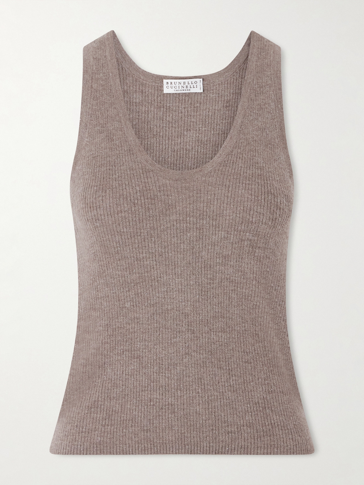 Brunello Cucinelli Ribbed Lurex Tank In Brown