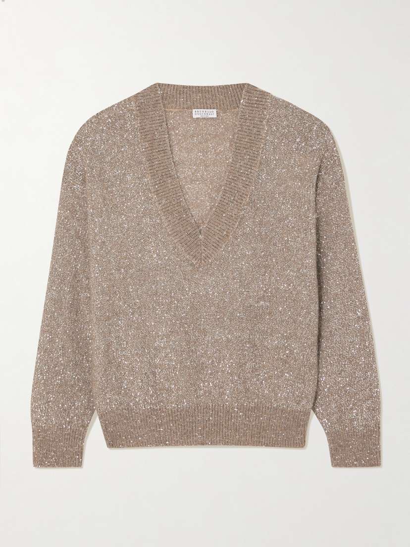 Brunello Cucinelli Sequined Knitted Sweater