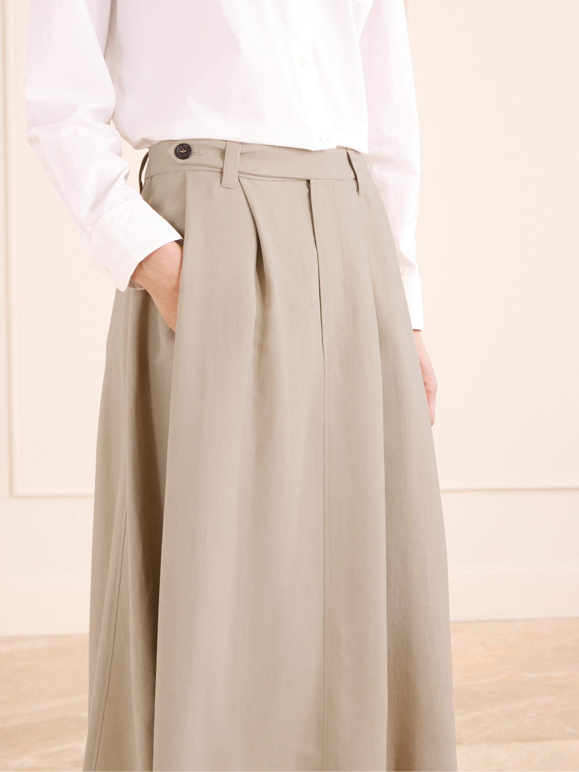 Brunello Cucinelli Embellished pleated twill midi skirt