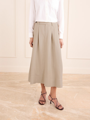 Brunello Cucinelli Embellished pleated twill midi skirt