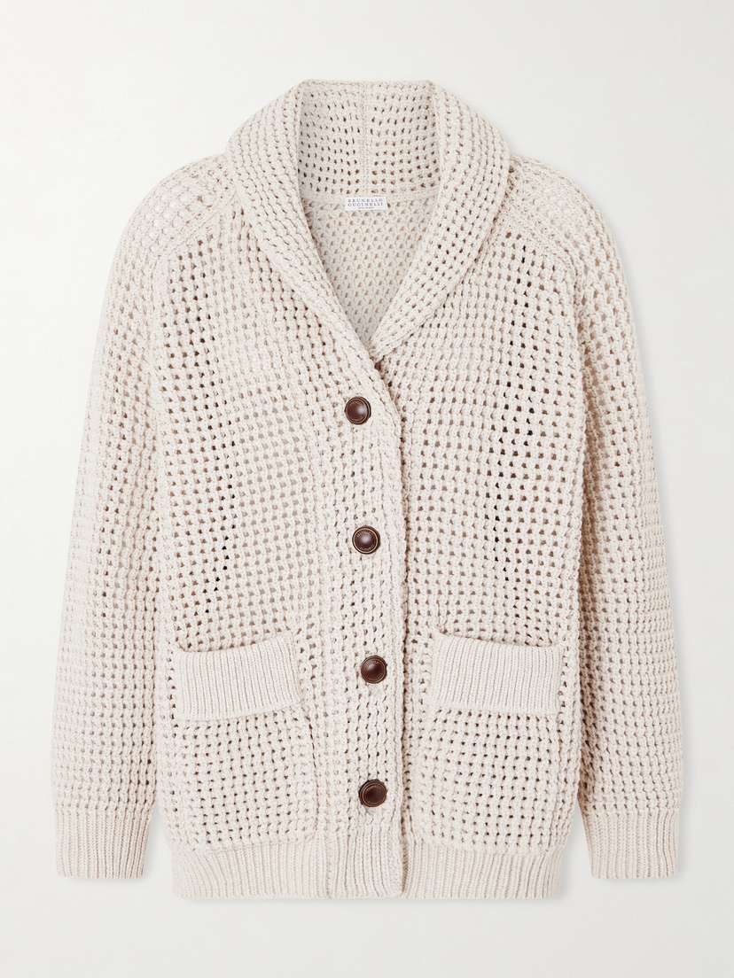 Brunello Cucinelli Open-knit Cotton-blend Cardigan