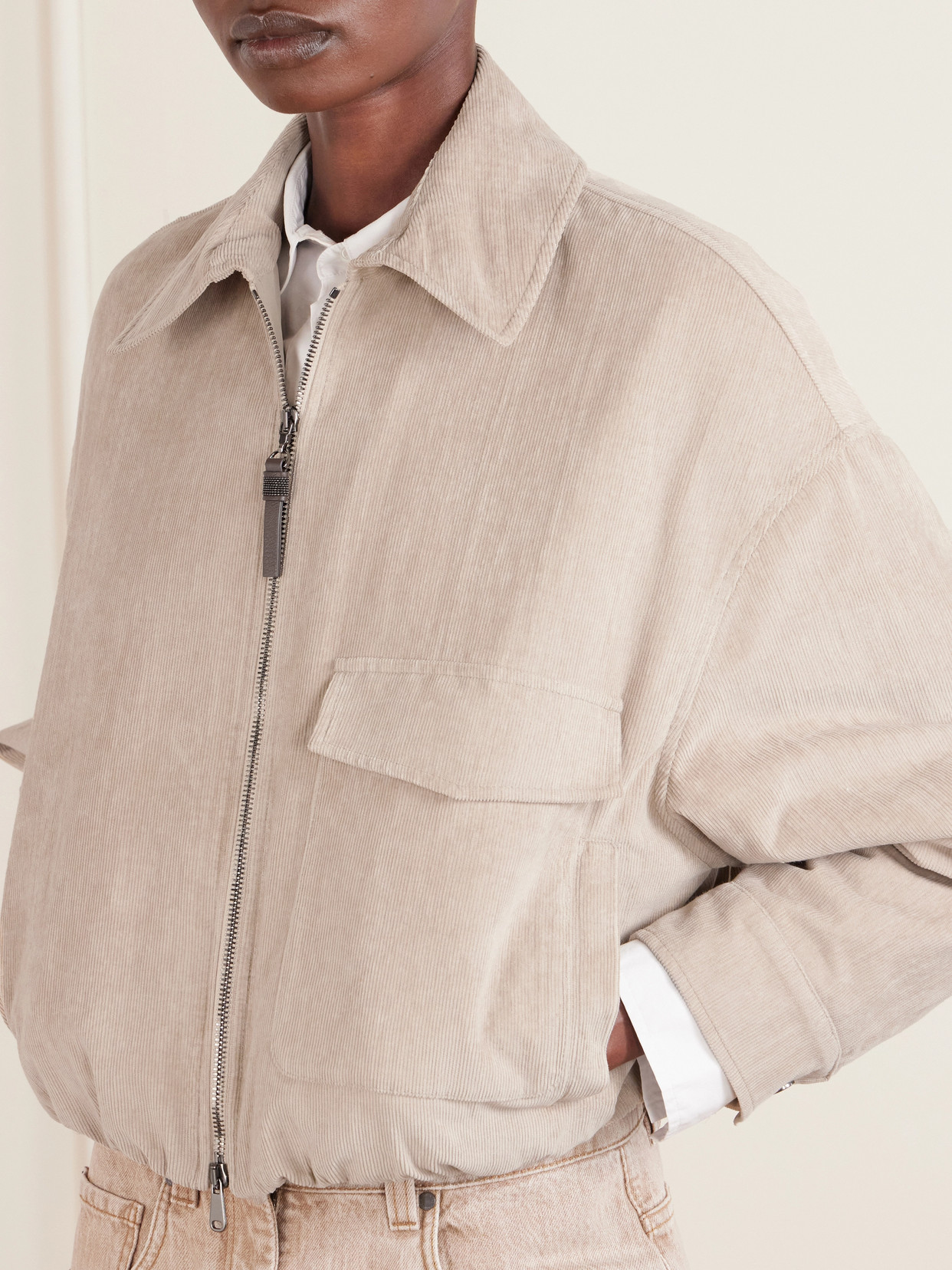 Padded Cotton-Blend Corduroy Bomber Jacket