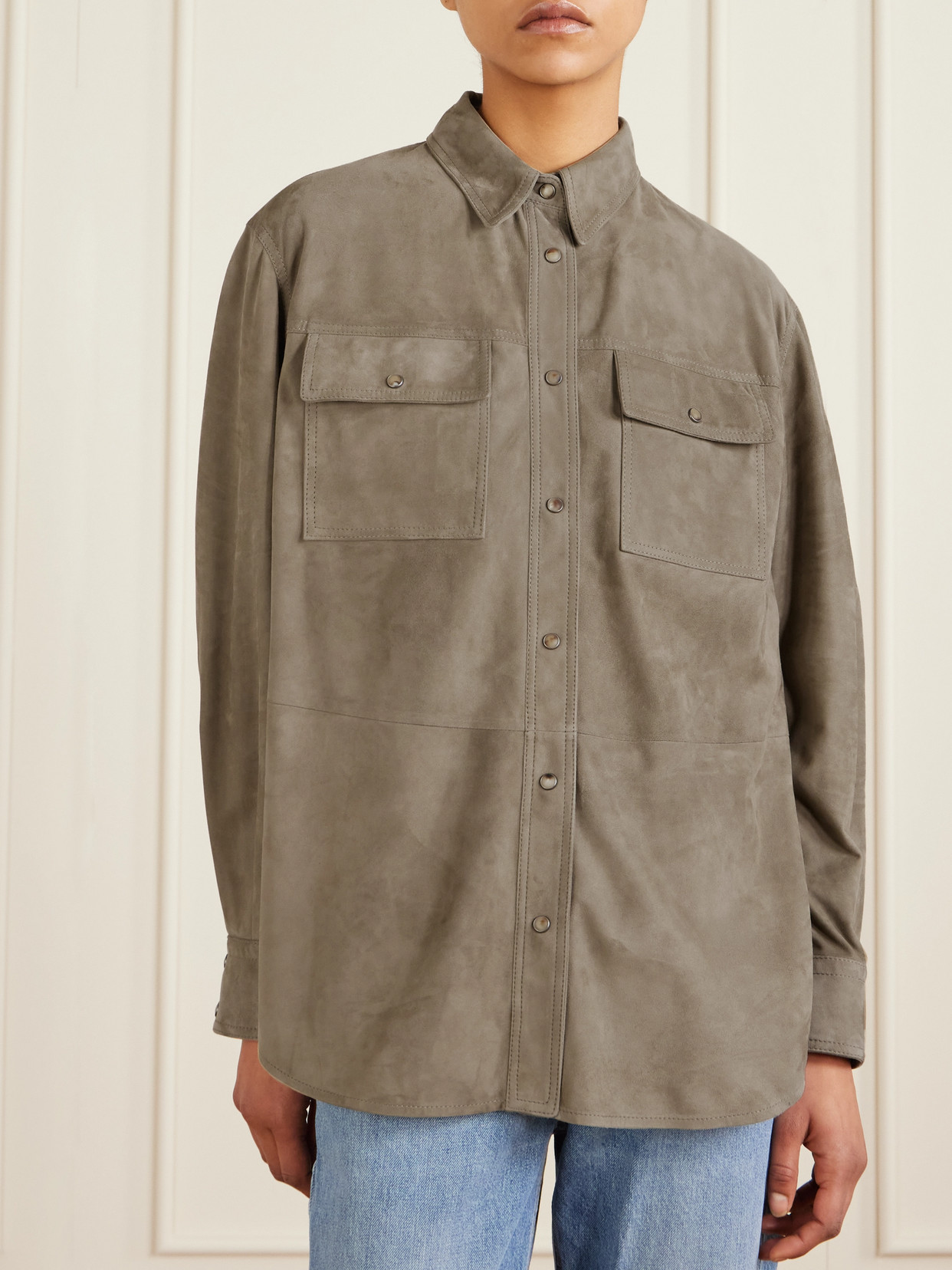 Brunello Cucinelli Suede Overshirt In Brown
