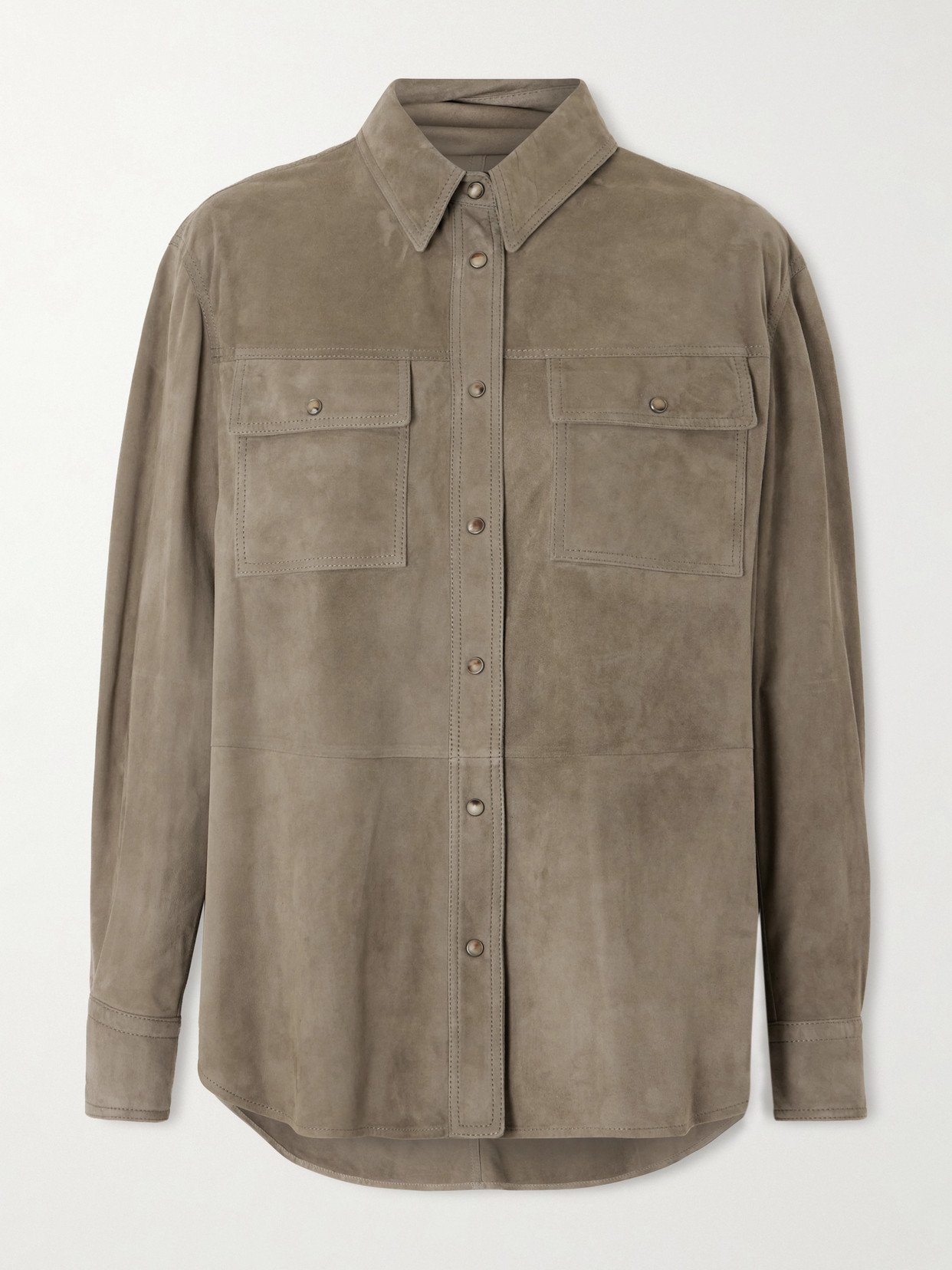 Brunello Cucinelli Suede Overshirt In Green
