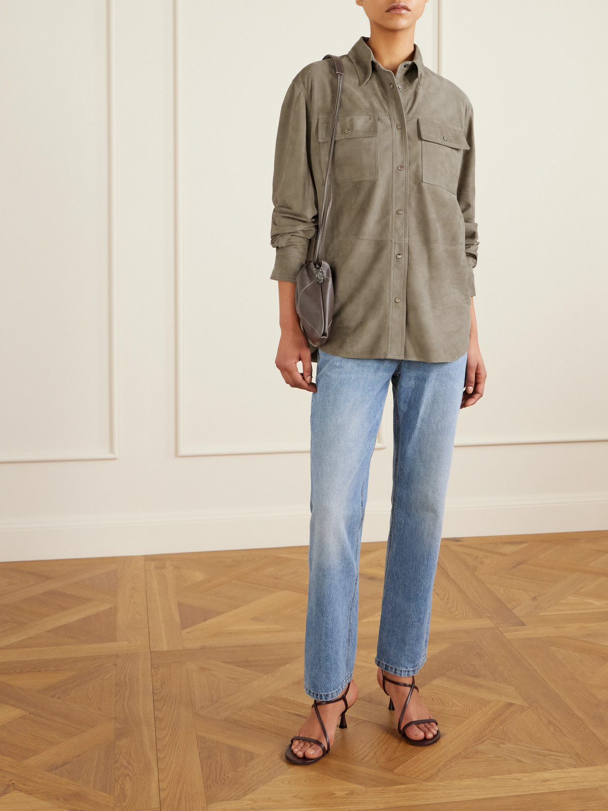 Brunello Cucinelli Suede Overshirt In Brown