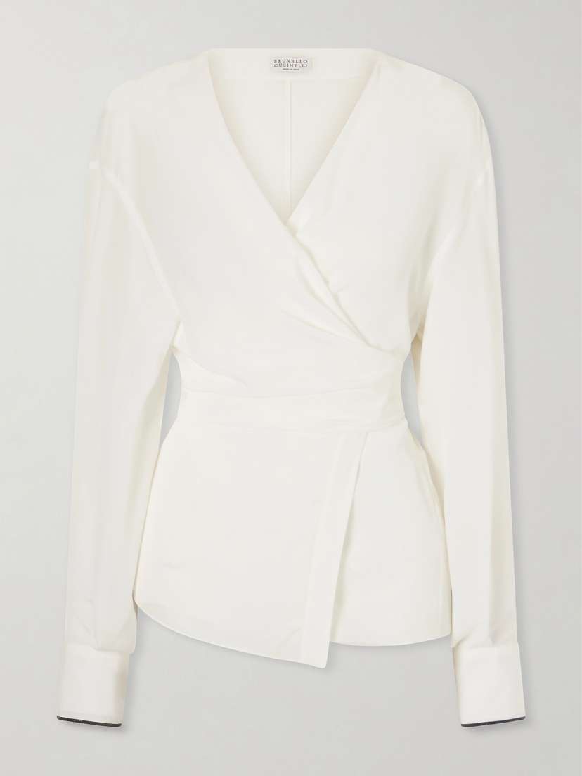 Brunello Cucinelli Wrap Silk Blouse
