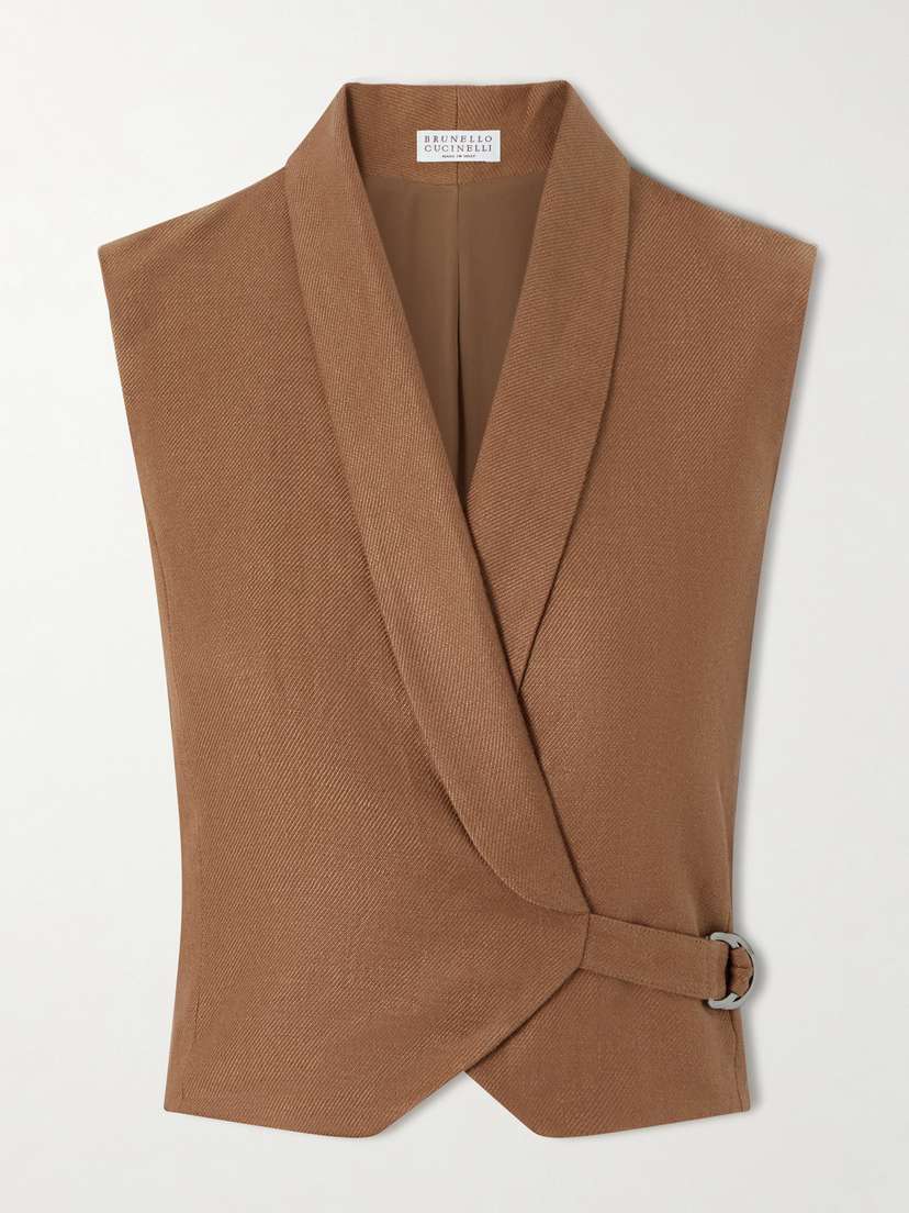 Brunello Cucinelli — Linen-twill wrap vest