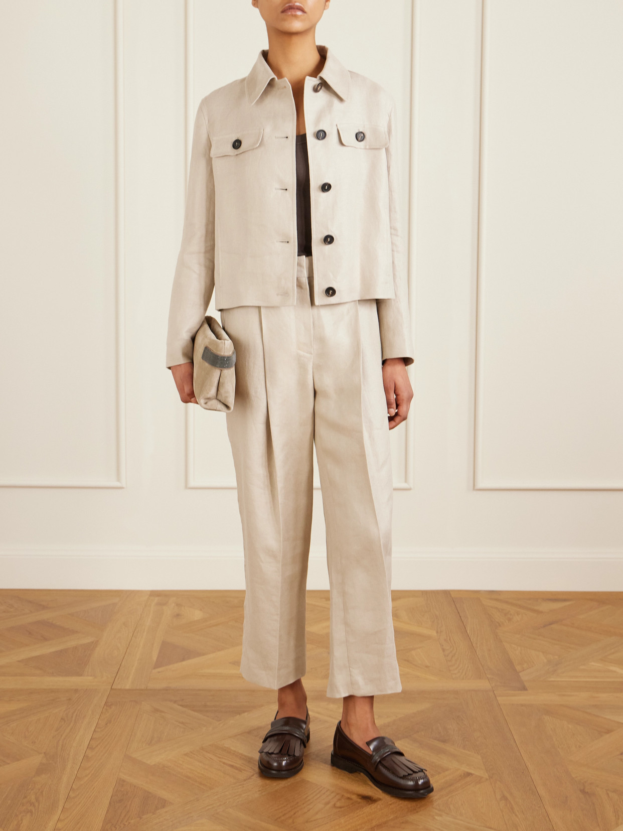 Brunello Cucinelli Linen-twill Jacket In Neutral