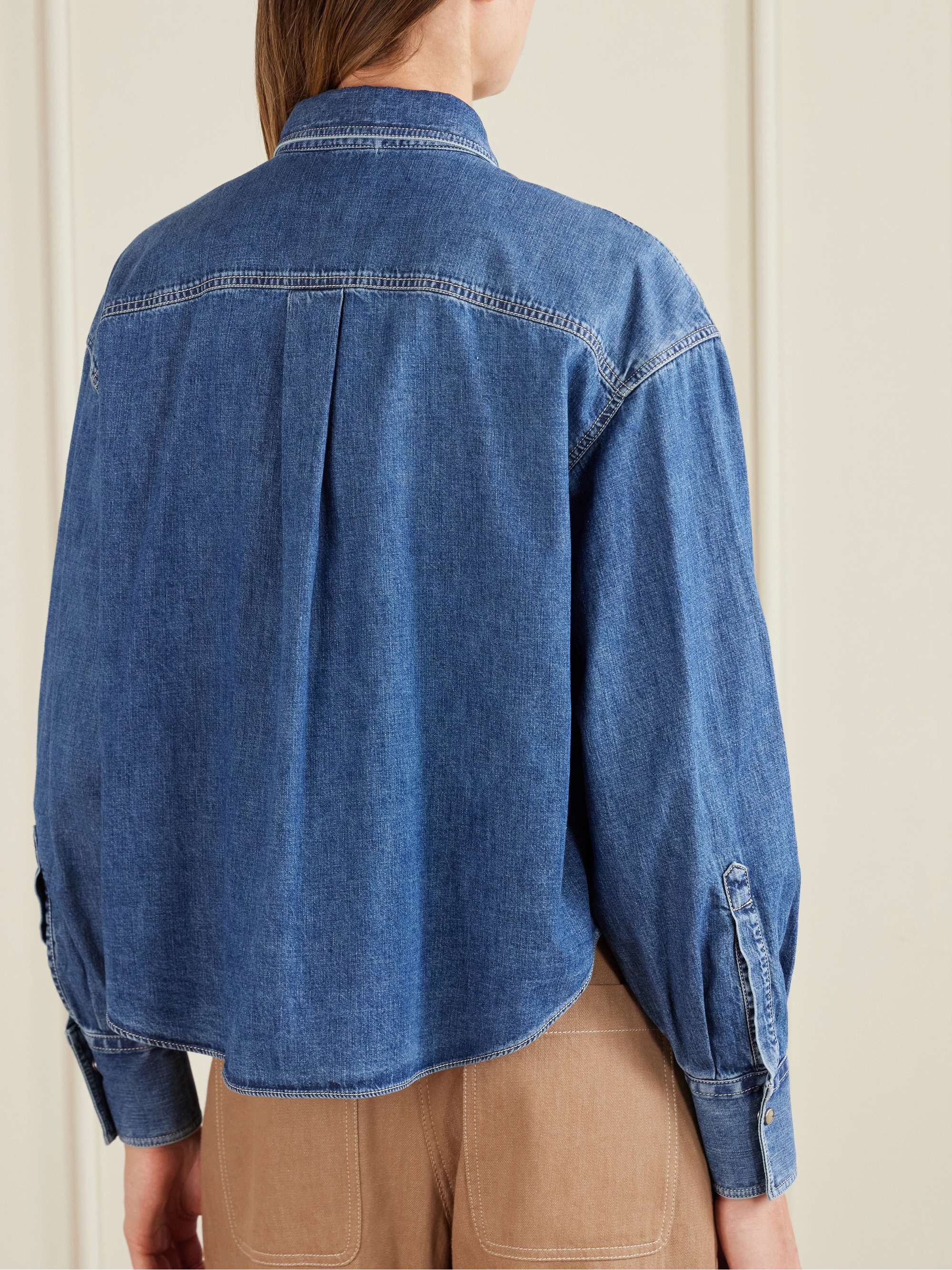 BRUNELLO CUCINELLI Bead-embellished denim shirt | NET-A-PORTER