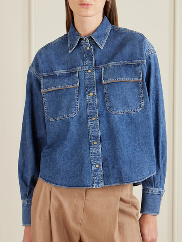 Brunello Cucinelli Bead-embellished denim shirt