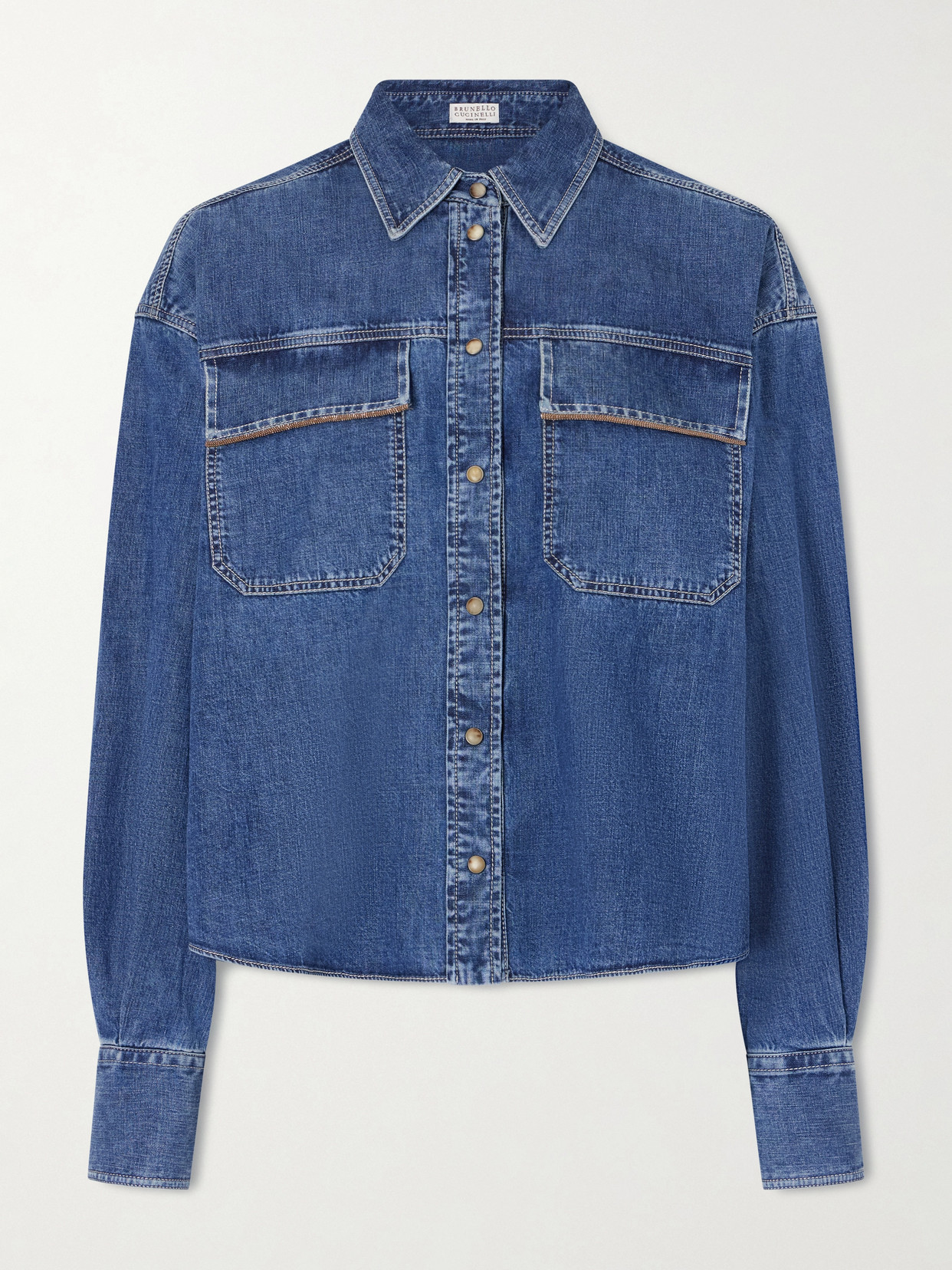 Bead-Embellished Denim Shirt