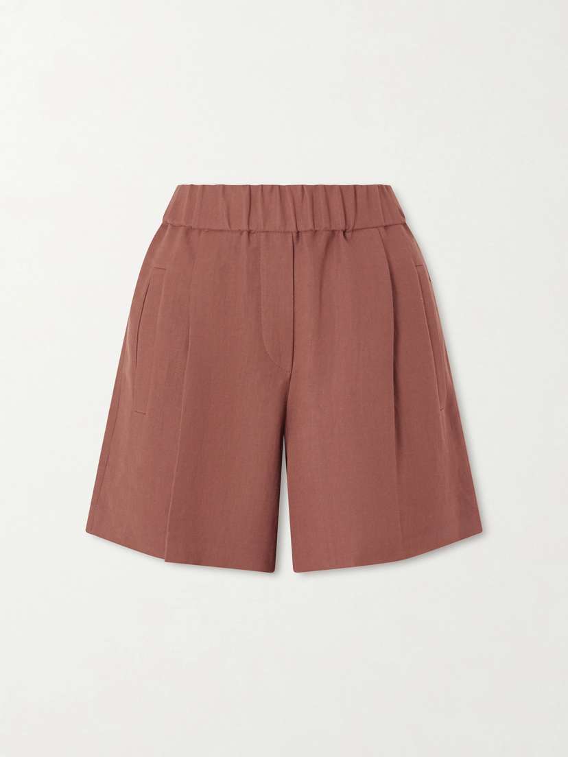 Brunello Cucinelli — Pleated twill straight-leg shorts