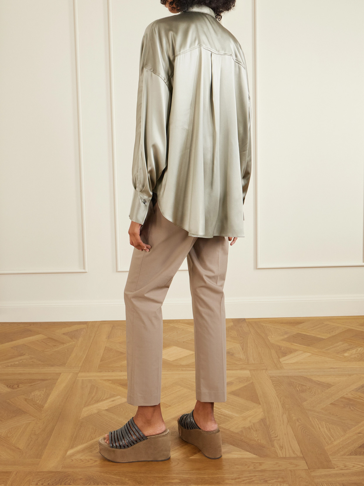 Bead-Embellished Silk-Blend Shirt