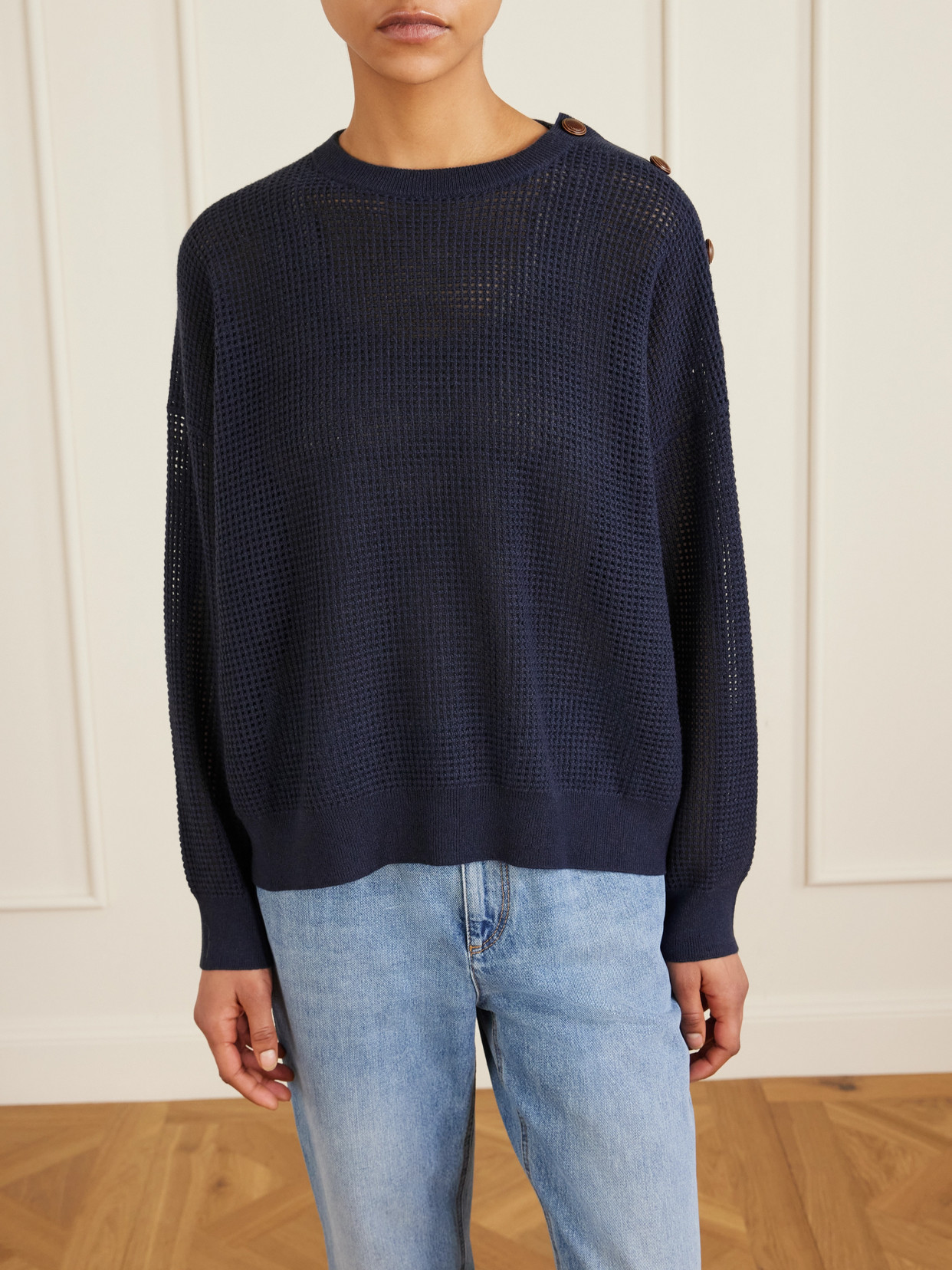 Waffle-Knit Cashmere Sweater