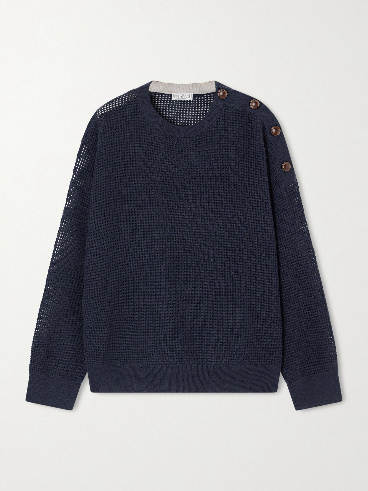 Brunello Cucinelli Waffle-knit Cashmere Sweater In Blue