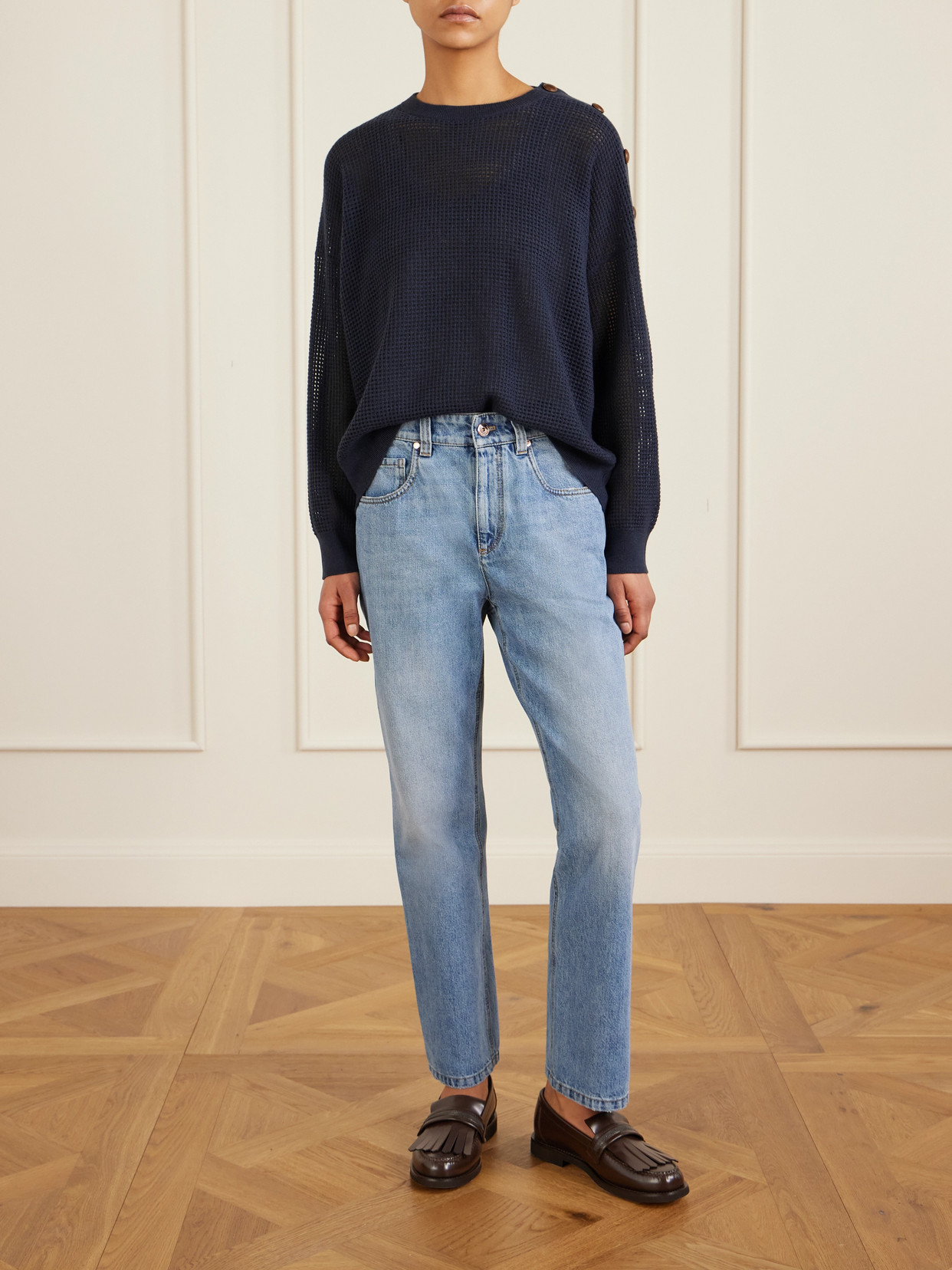 Waffle-Knit Cashmere Sweater