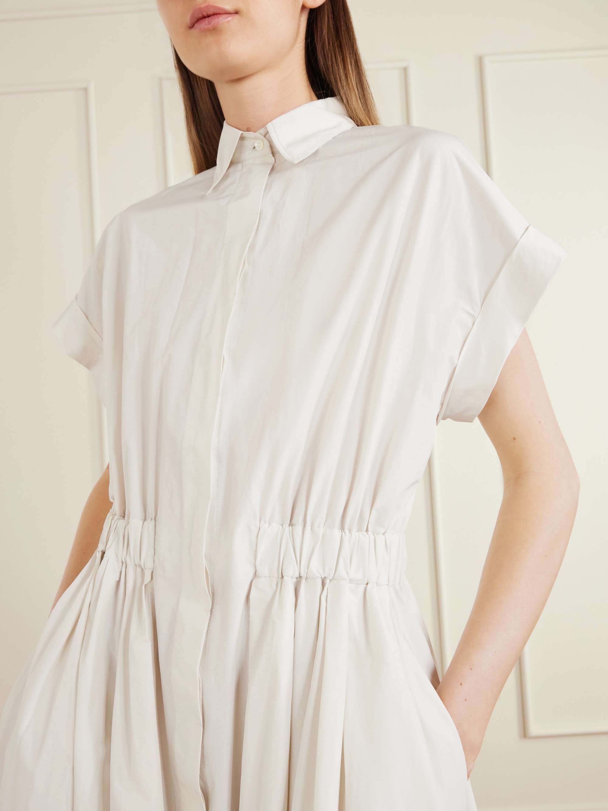 BRUNELLO CUCINELLI☆美品☆最終価格‼️ BRUNELLO CUCINELLI Pleated cotton-blend poplin maxi dress | NET-A