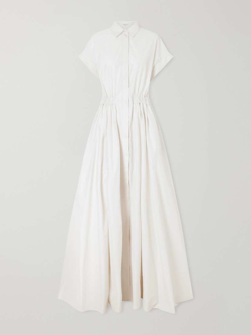 Brunello Cucinelli — Pleated cotton-blend poplin maxi dress