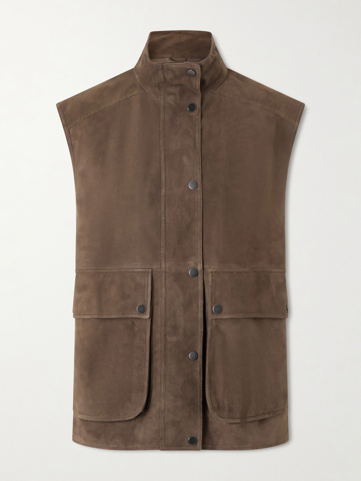 Brunello Cucinelli Embellished Suede Vest In Brown