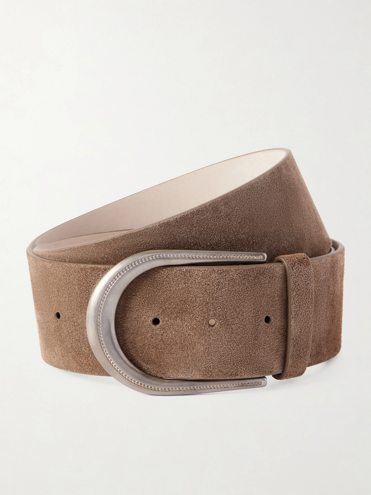 Brunello Cucinelli Bead-embellished Suede Belt In Brown
