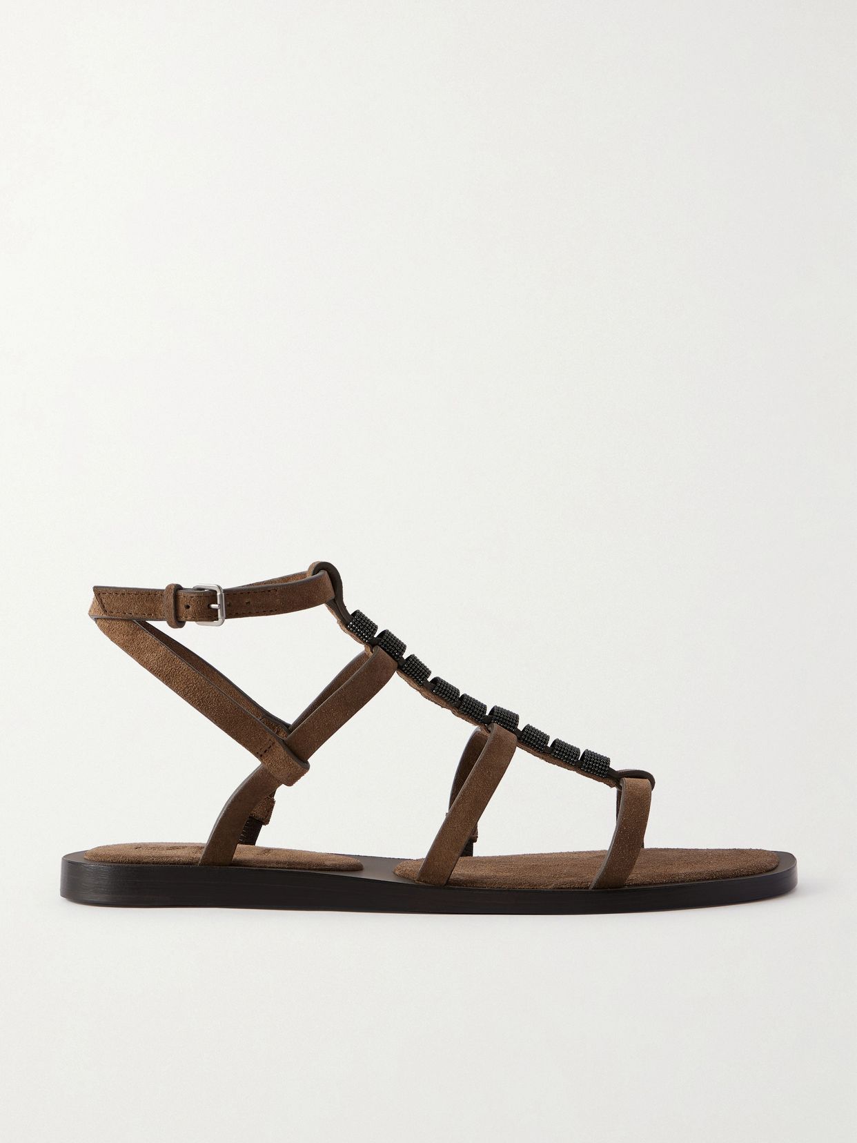 bead embellished suede slingback sandals