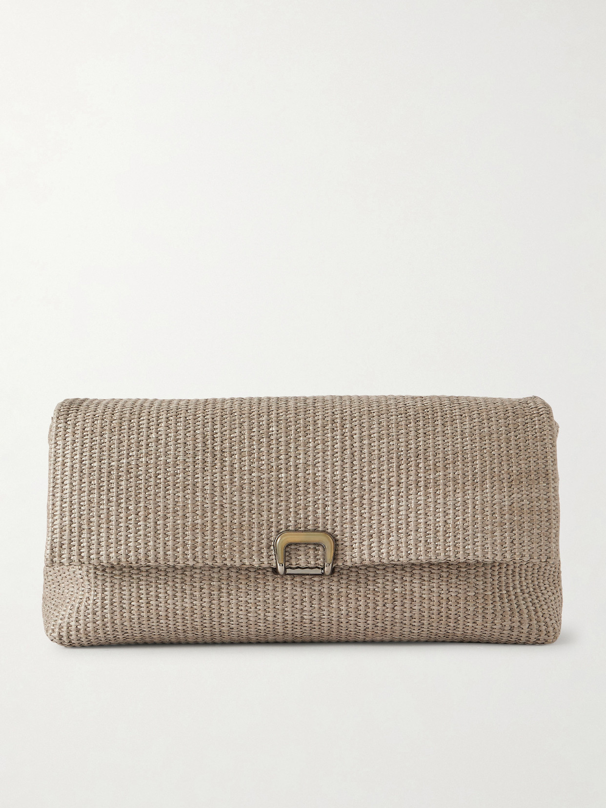 Brunello Cucinelli Puffy Raffia Clutch In Neutral
