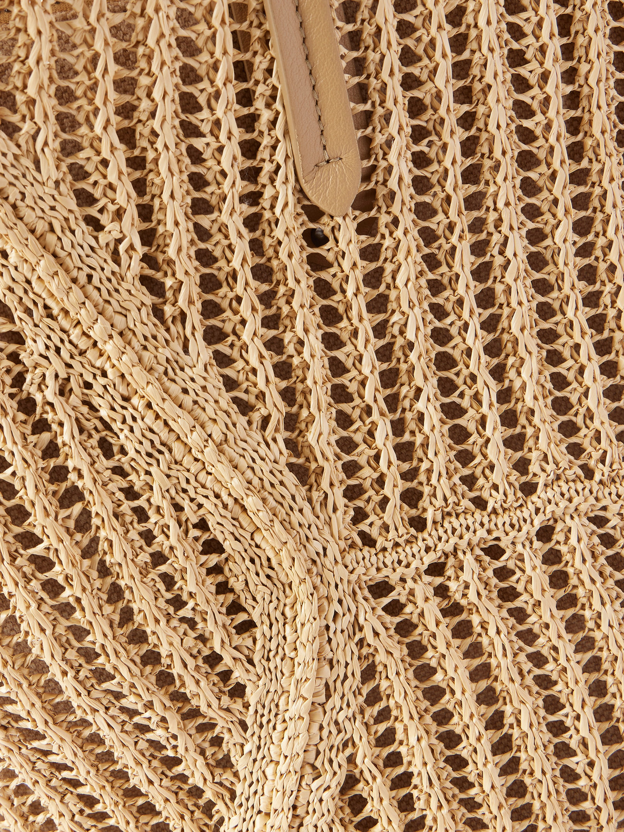 Leather-Trimmed Woven Tote