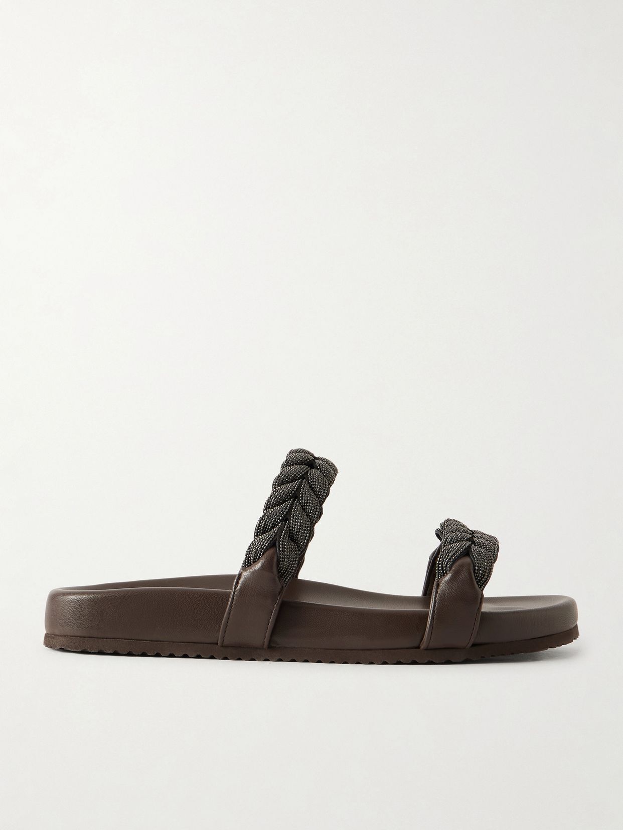 bead embellished leather sandals