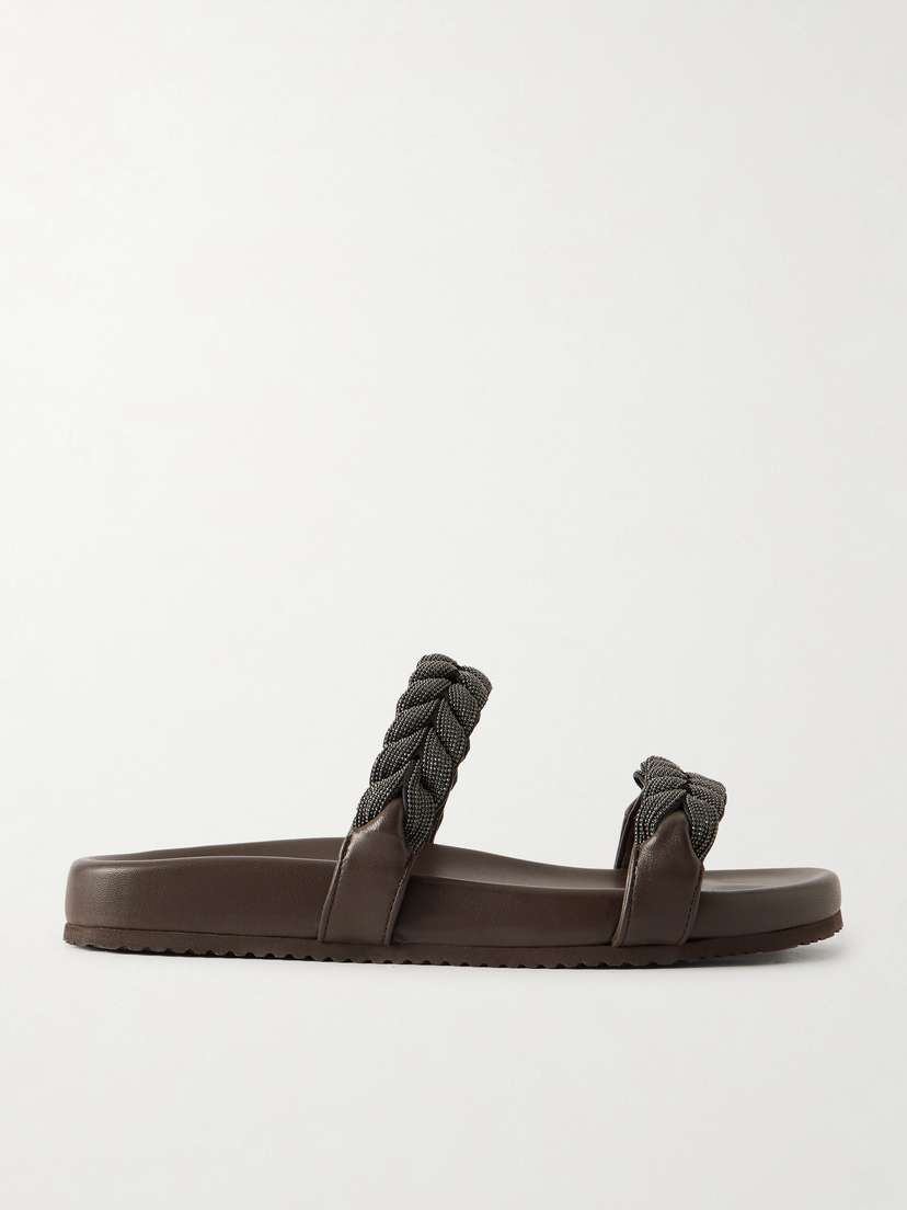 Brunello Cucinelli Bead-embellished Leather Sandals