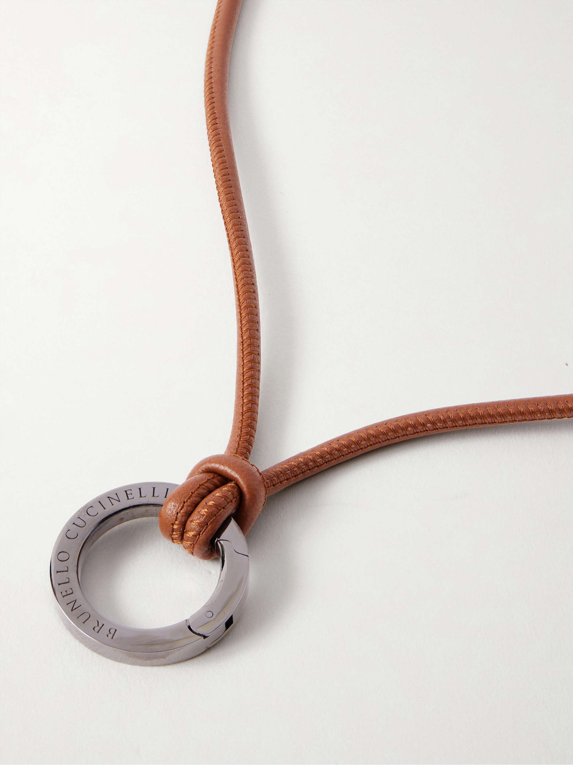 BRUNELLO CUCINELLI Leather and silver-tone necklace | NET-A-PORTER