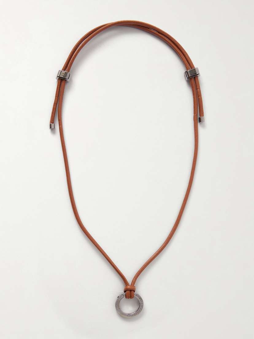 Brunello Cucinelli Leather And Silver-tone Necklace