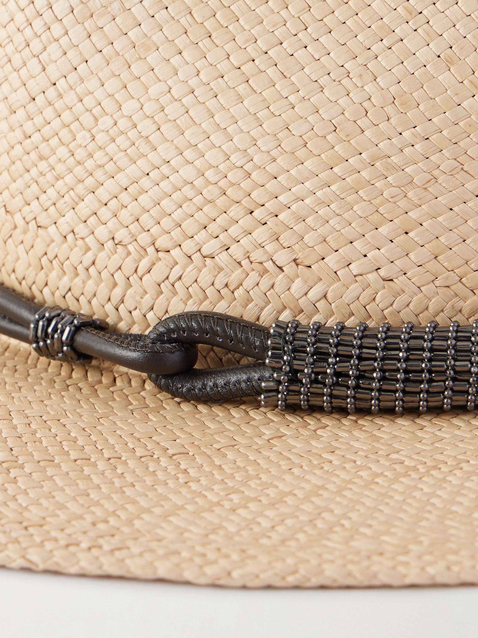 Brunello Cucinelli Chocolate Brown Wide-Brim Straw Hat with Ribbon Vintage 1940s Sax Fifth Avenue Straw Hat With Velvet Ribbon  main image 4