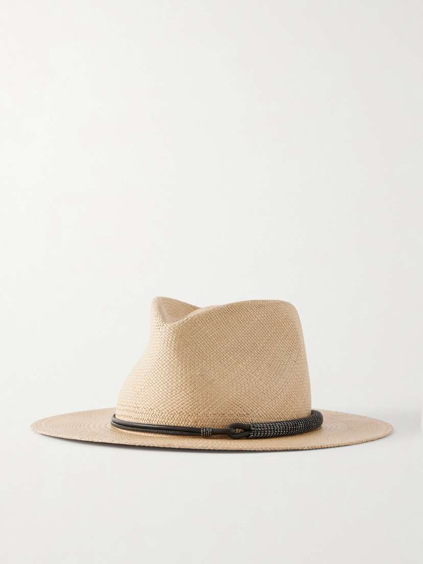 Brunello Cucinelli Embellished Ribbon-trimmed Straw Hat
