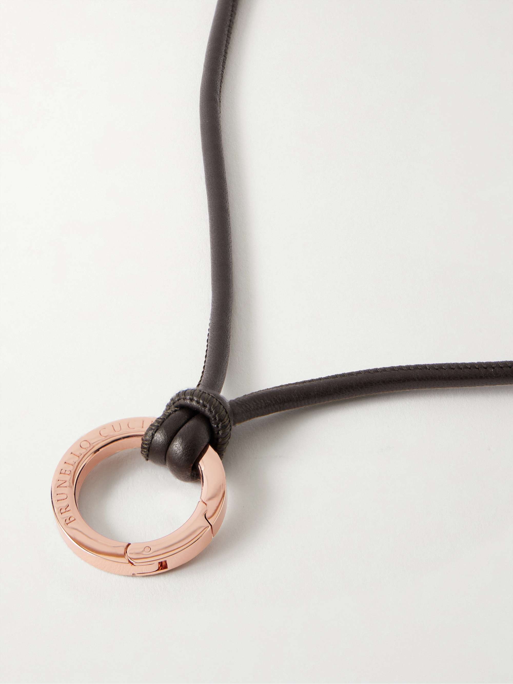 BRUNELLO CUCINELLI Leather and rose gold-tone necklace | NET-A-PORTER