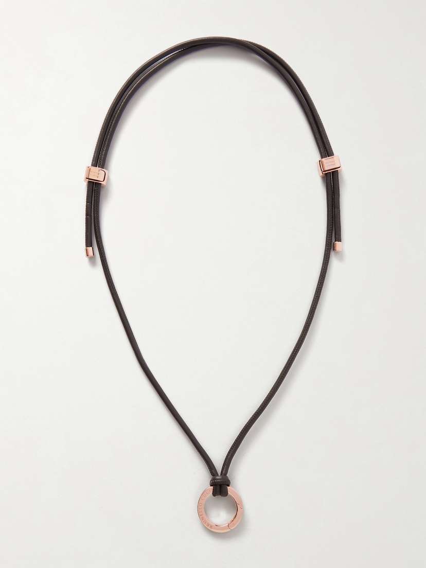 Brunello Cucinelli Leather And Rose Gold-tone Necklace